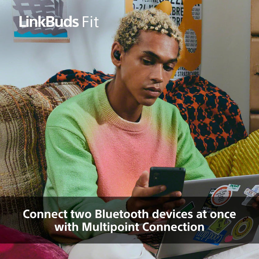 Sony LinkBuds Fit - Truly Wireless Noise Cancelling Bluetooth Earbuds - All Day Comfort, IPX4, Hi-Res Audio, Ambient Sound Mode, 21Hrs Battery Life, Multipoint Connection, iOS & Android - Black