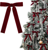 Christmas Tree Decorations Velvet Bows with Twist Ties â Burgundy