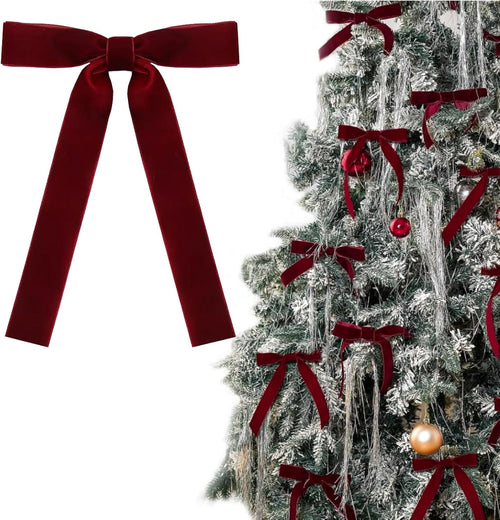 Christmas Tree Decorations Velvet Bows with Twist Ties â Burgundy