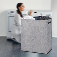 DOKEHOM 150L Double Laundry Basket with Lid and Removable Laundry Bags, Large Collapsible Laundry Hamper with 2 Sections for Bedroom, Bathroom, Laundry Room, Colloge (Grey)