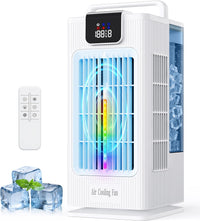 Personal Evaporative Air Cooler Fan 2000ml 120Â° Oscillation 7 RGB Modes Timer - Portable