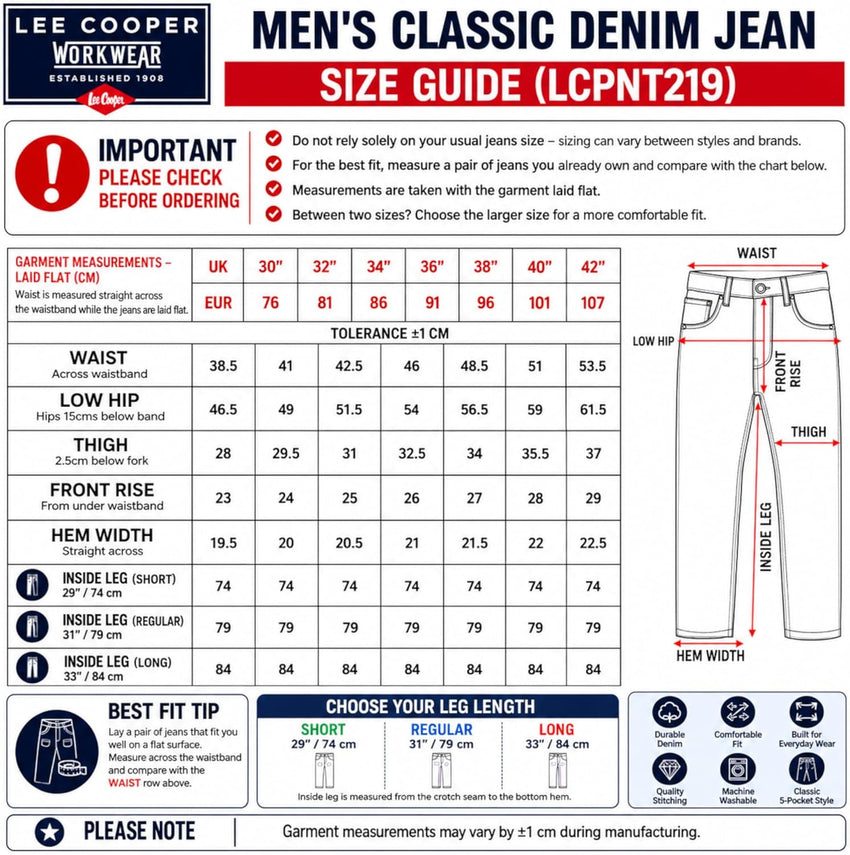Lee Cooper Men's Jeans Regular Fit 5-Pocket Stretch Denim Ã¢ÂÂ Black 34W/29L