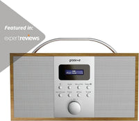 Groov-e Boston Wooden DAB & FM Digital Radio - Built-In Alarm Clock, Dynamic Range Control & Bluetooth Connectivity - LCD Display - Mains or Battery Operated - Portable Radio - 40 Preset Stations