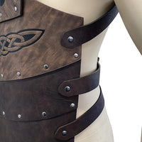 Viking Faux Leather Embossed Helmet Axe Chest Armor LARP/Cosplay Ã¢ÂÂ Brown A