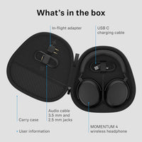 Sennheiser MOMENTUM 4 Wireless Noise Cancelling Headphones Bluetooth Headset for Crystal-Clear Calls with Adaptive Noise Cancellation, Up To 60HR Playtime, Folding Design, Black/Copper