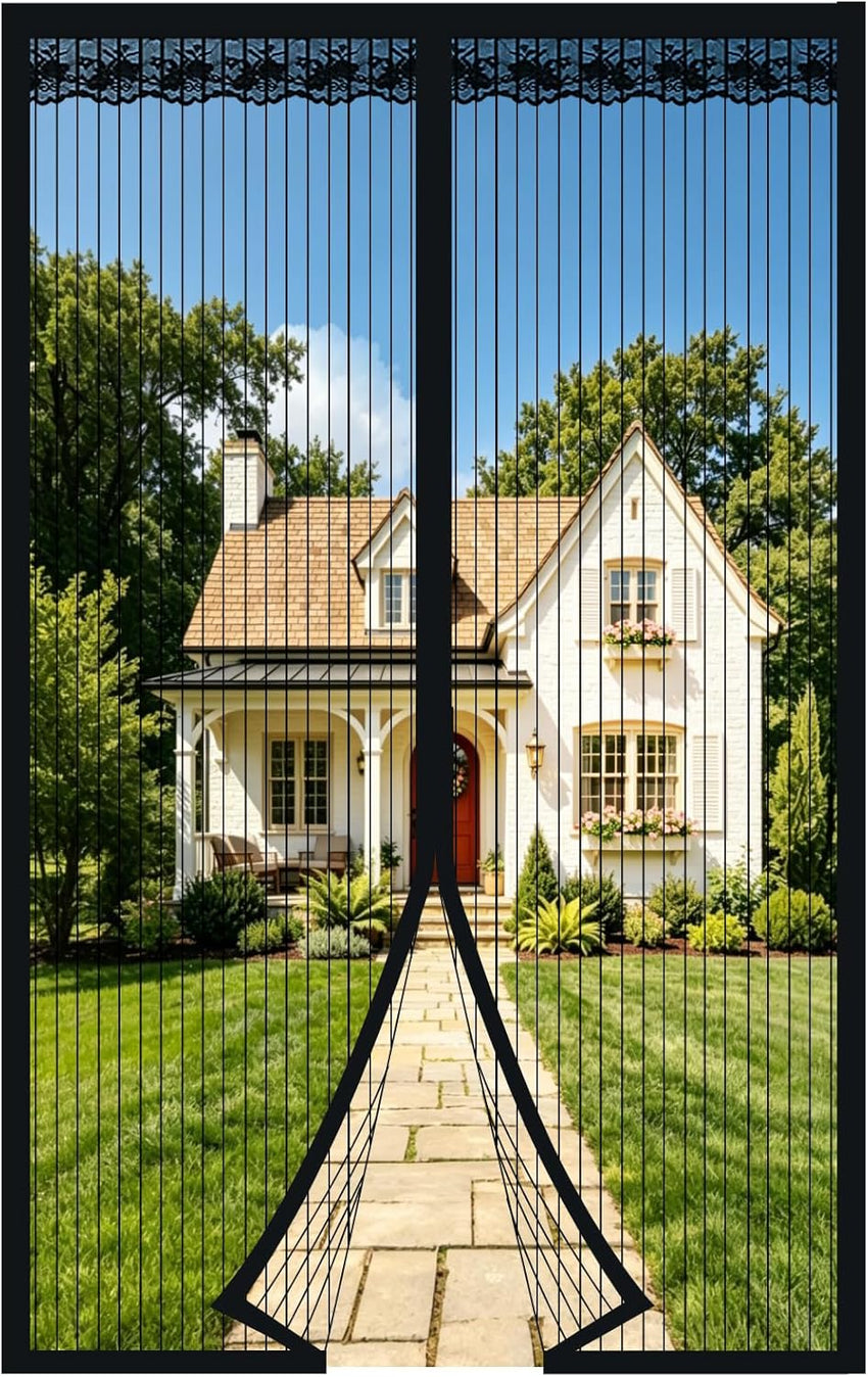 DIKER Magnetic Fly Screen Door, Fly Nets for Doors 100 X 230cm, Door Fly Screen, Screen Mesh Insect Protection Door No Gap, Easy to Install Without Drilling, Keep Bugs Out Lets Fresh Air in, Black