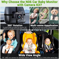 Rohent Baby Car Camera HD 1080P for Backseat: USB Plug and Play Easy to Install - Carseat Camera Rear Facing Infant Crystal Night Vision - Wide View Angle Car Baby Monitor for Newborn