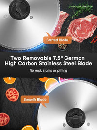 Meat Slicer with 2 * 19cm Blade, Electric Meat Slicer Machine for Home Use 200W, FOHERE Deli Food Slicer, 0-15mm Adjustable Thickness for Cheese, Bread, Include Safety Food Pusher, Silver