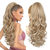 REECHO 24" Claw Clip Ponytail Extension Long Curly Hairpiece â Honey Blonde Highlights