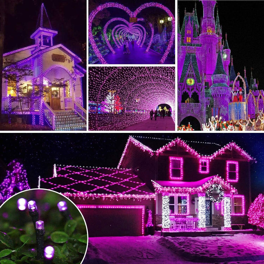 Christmas Lights Purple - low energy 35m/115ft 320 LEDs Memory Function 8 Modes End to End Plug Extendable Waterproof Outdoor Indoor Fairy Xmas String Lights for Halloween Tree/Party/Patio/Home/Garden Decor