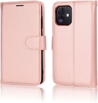 TECHGEAR iPhone 12 Pro Leather Wallet Case, Flip Protective Case Cover with Wallet Card Holder, Stand & Wrist Strap - Rose Gold PU Leather with Magnetic Closure for iPhone 12/12 Pro 6.1"