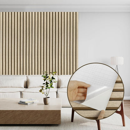 Abyssaly Wood Effect Vinyl Wrap Self Adhesive Wallpaper, Brown Wood Slats Sticky Back Plastic for Furniture, Removable Peel and Stick Wallpaper, Wood Panel for Walls, Kitchen, DIY 60cmX500cm