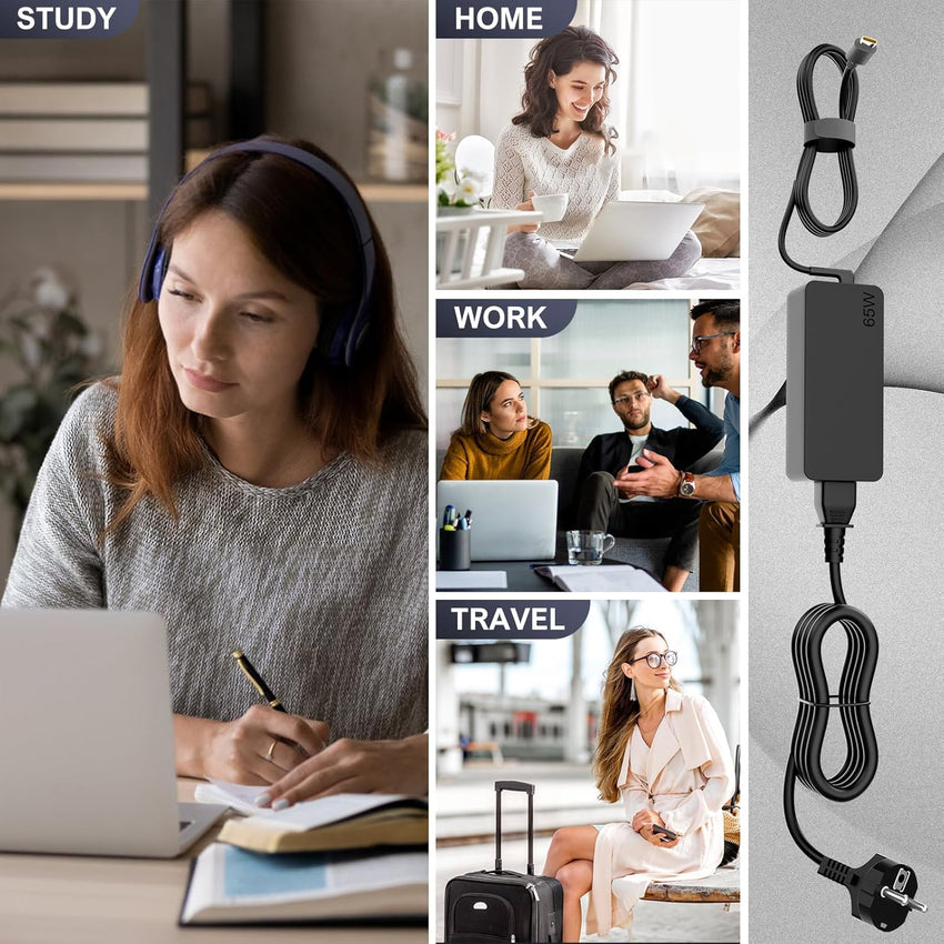 65W Laptop Charger USB C Charger for Lenovo ThinkPad x1 Carbon T14 T15 T480 T480s T490 T490s T580 T590 E14 E15 E480 E490 E580 E590 Chromebook 100e 300e 500e C330 S330 Lenovo Yoga Type C Adapter