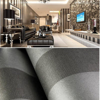 Vertical Striped Non-Woven Wallpaper Roll Minimalist Modern Non-Pasted for Living Room Bedroom Black Grey 1.73' x 32.8'