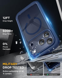 Miracase Magnetic Case for iPhone 17 Pro with Built-in Glass Screen Protector â Blue