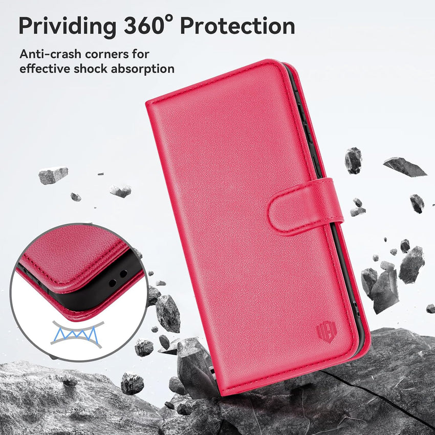 ivencase Compatible with Samsung Galaxy A56 5G Phone Case with 1 Screen Protector, [RFID Blocking] PU Leather Flip Wallet Case with Card Slots Stand Magnetic Cover for Samsung A56 - Hot Pink