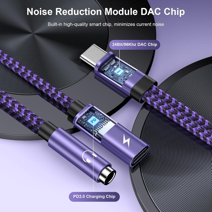 USB C to 3.5mm Jack and Charger Adapter USB C Headphone Adapter Splitter