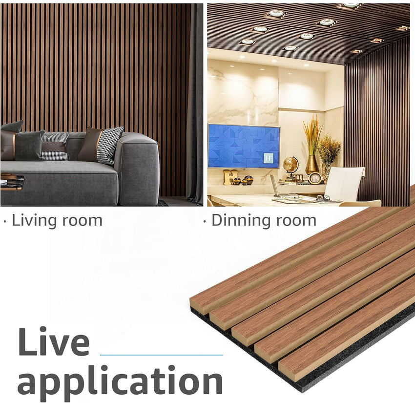 Art3d Acoustic Panel 3D Fluted Sound Absorbing Wall and Ceiling Panel â Walnut