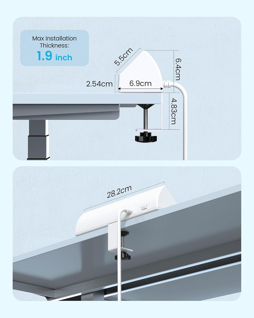 Desk Clamp Power Socket 45W USB-C Extension Lead White