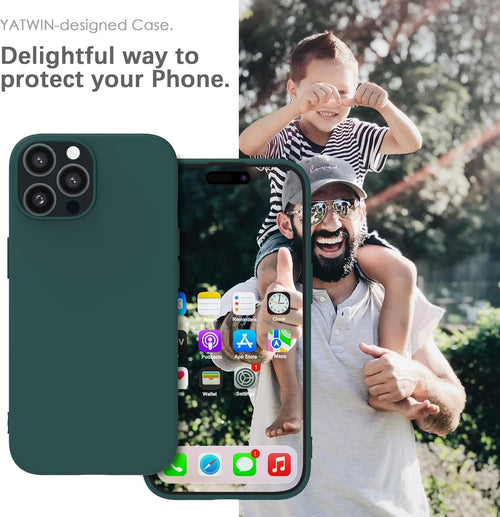 YATWIN Silicone Case for iPhone 12 Pro Max, Soft-Touch, Shockproof, DustProof, Antiskid Full Body Armour Phone Cover for Apple iPhone 12 Pro Max - Dark Green