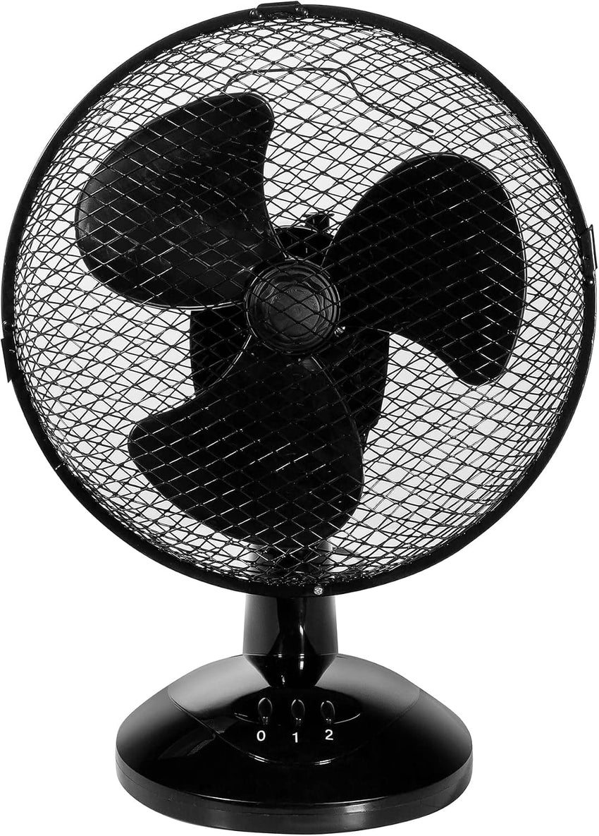 Zanussi 9" Inch, Portable Desk Fan, 2 Speed Settings, Wide-Angled Oscillation, Quiet Operation, Perfect for Bedroom or Office, Black - ZNPDF0921B