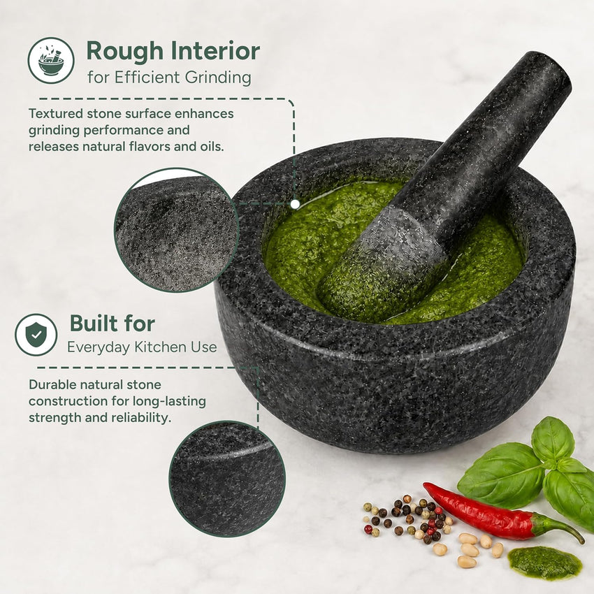 Mortar bowl only Solid Natural Stone Durable Kitchen ONLY MORTAR BOWL NOT PESTLE Natural Stone
