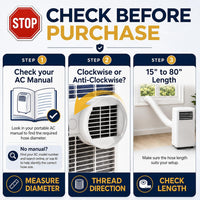 Air Conditioner Hose. Duct Portable Exhaust Vent with 5.9" Diameter, Anti-Clockwise Thread & Length up to 80". Compatible with LG, Delonghi and Many More Portable Air Conditioners