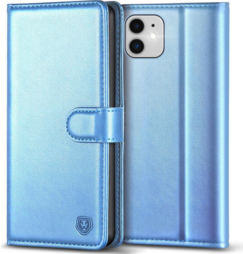 Kuafcase Compatible for iPhone 11 Case with 4 Card Slots Magnetic Closure Kickstand Shockproof Protective Phone Case Compatible for iPhone 11 - Sky Blue