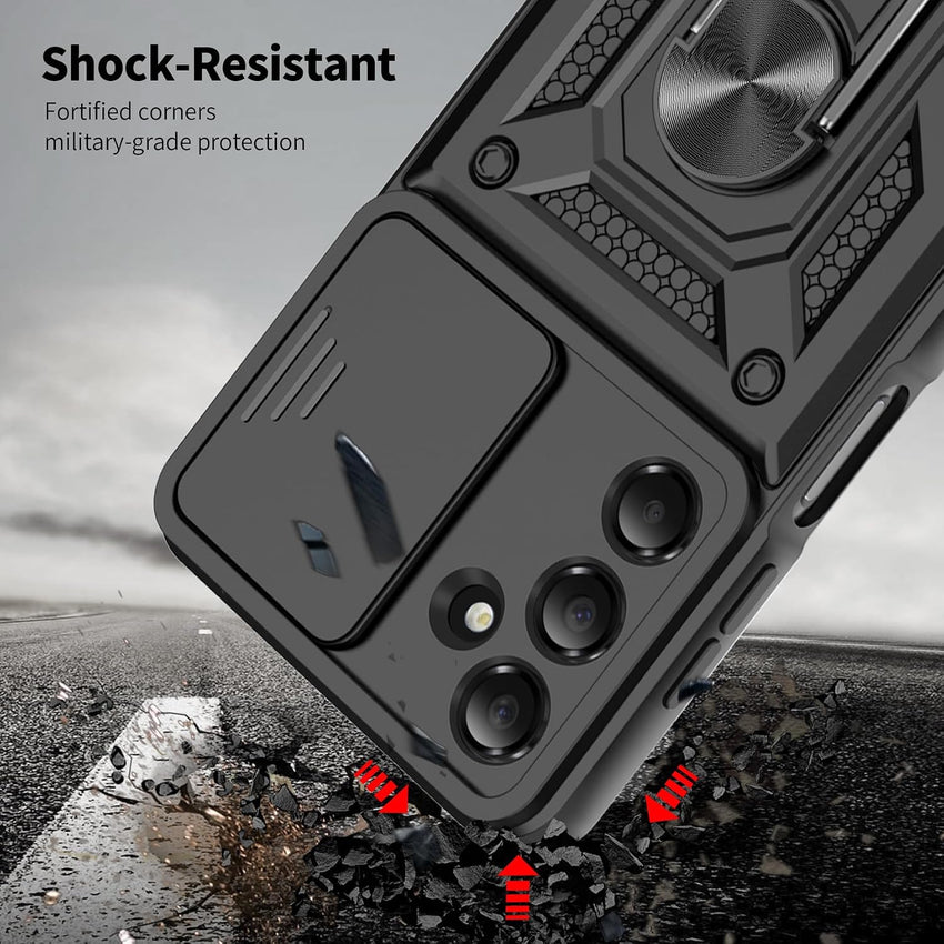 Guisessy Phone Case for Samsung Galaxy A56 5G Case with Ring Kickstand Slide Camera Full Body Protective Shockproof Silicone Tough Hard Armour A56 Cover
