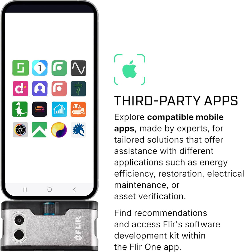 Flir One - Thermal Imaging Camera for iOS Smartphones (iPhone 14 and Older w/Lightning Port), 240x180 Super Resolution (80x60 Native IR)