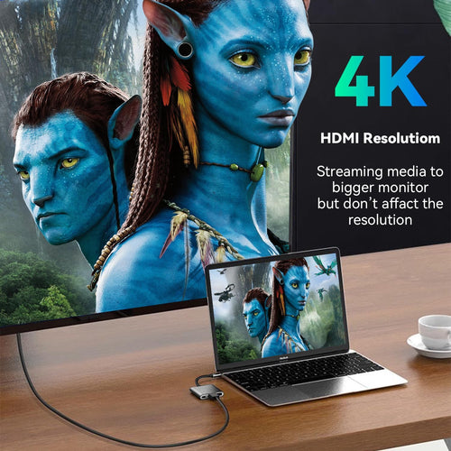 USB-C 4K HDMI Adapter - USB-C PD 100W, USB 3.0 Ports, MacBook, iPad Pro, Chromebook & Surface Convertor