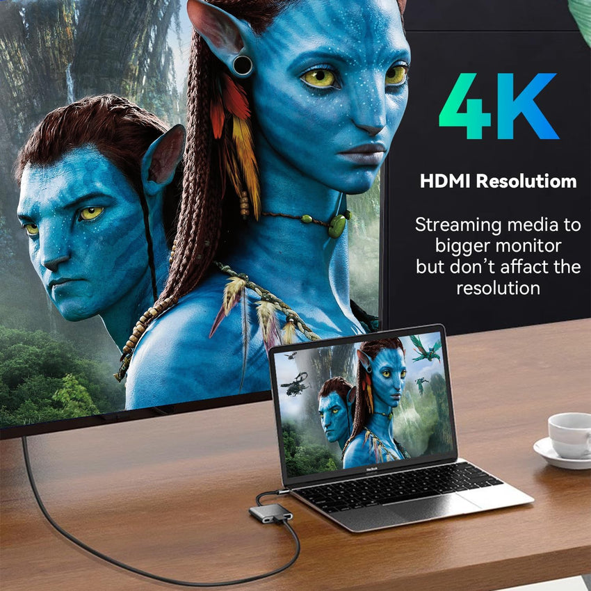 USB-C 4K HDMI Adapter - USB-C PD 100W, USB 3.0 Ports, MacBook, iPad Pro, Chromebook & Surface Convertor