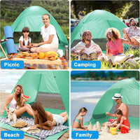 NHOWIN Pop Up Beach Tent for 2-3 Persons, 2025 Upgraded Windproof Pop Up Tent with 4 Wind Ropes & 8 Nails, 50+ UV Sun Protection Beach Shelter Portable & Easy Set Up Sun Shade for Park Garden Picnic