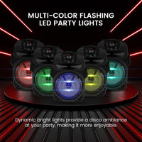 Pyle, Portable Dj Speaker System 400W, Bluetooth Pa Loudspeaker - 8" Subwoofer, USB/MP3/FM Radio/Mic Inputs, LED Lights, Rechargeable Battery w/Remote Control