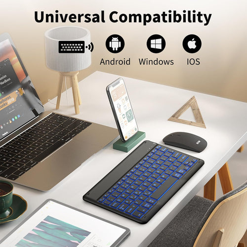 EasyAcc Bluetooth-Keyboard, Wireless Bluetooth Keyboard Compatible with Windows/Android/iOS with English Layout Tablets, backlight