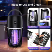 Electric Fly Zapper Lamp 365nm UV Mosquito Killer 4000mAh Ultra-Quiet Night Light