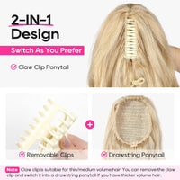 REECHO 24" Claw Clip Ponytail Extension Long Curly Hairpiece â Honey Blonde Highlights