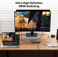 BENFEI HDMI Switch 4 in 1 Out 4K@60Hz, 2K@144Hz, HDCP 2.3 with Adaptive Equalization support 10M HDMI TransmitCompatible for PS5/4, Xbox, Roku, FireStick, Switch