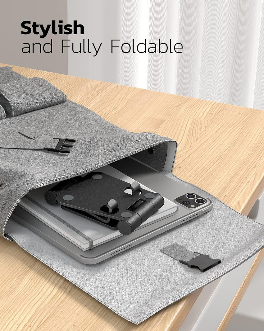 Nulaxy 2 Pack Dual Folding Phone Stand, Fully Adjustable Desktop Mobile Holder Dock Aluminum, Compatible with iPhone 17 16 15 14 13 12 11 Xs Xr X 8, HUAWEI, Galaxy, All Smartphones, Black & Silver