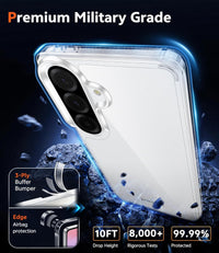 FNTCASE for Samsung Galaxy A36-5G Case: Military Grade Drop Protection Anti Yellowing Cell Phone Cover - Rugged Shockproof Protective Bumper Transparent Cases(Black)