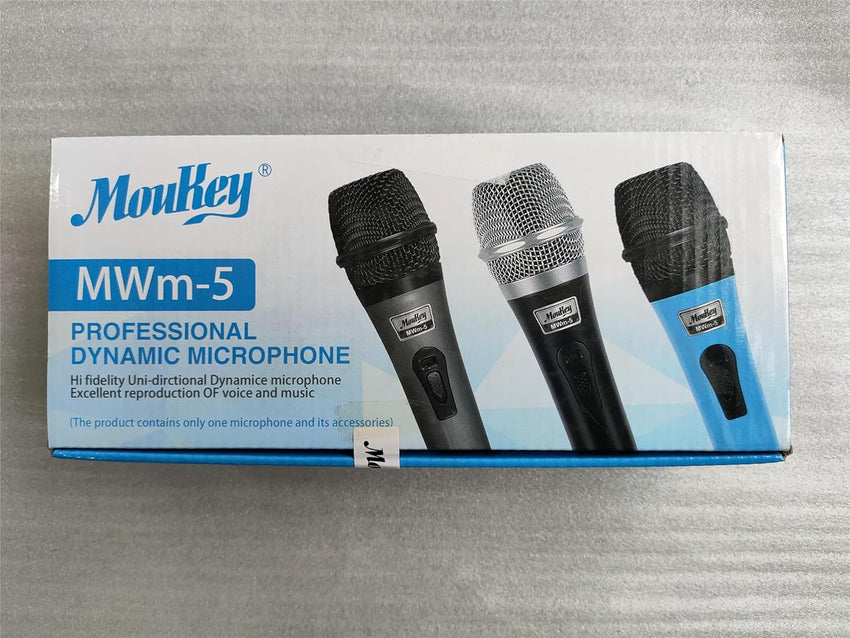 Moukey Dynamic Microphone, Home Karaoke Microphone with 13ft XLR Cable, Cardioid Metal Handheld Wired Mic for Singing/Karaoke/Stage, Compatible w/Speaker/Amp/Mixer/Karaoke Machine, Gray
