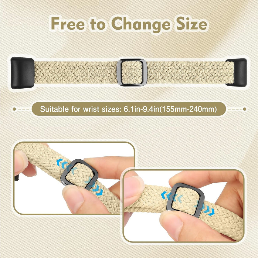 KIBDSNG Braided Watch Strap Compatible with Huawei Band 10/Huawei Band 9/Huawei Band 8, Elastic Adjustable Nylon Replacement Strap for Huawei Band 10/9/8 for Women Men