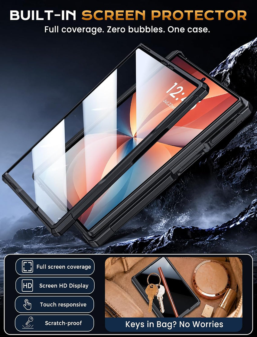 Samsung Galaxy Z Fold 8 Protective Case MagSafe Compatible Full Hinge Protection Dual-Angle Kickstand - Black
