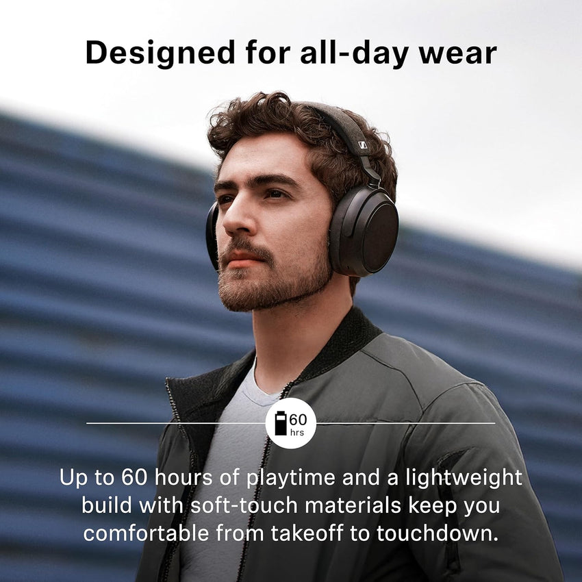 Sennheiser MOMENTUM 4 Wireless Noise Cancelling Headphones Bluetooth Headset for Crystal-Clear Calls with Adaptive Noise Cancellation, Up To 60HR Playtime, Folding Design, Black/Copper
