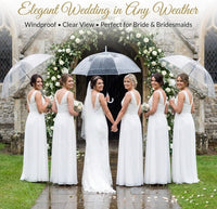 Hestya 16 Pack 37.4 Inch Clear Umbrellas for Wedding White Transparent Umbrella Dome See Through Umbrella Windproof Umbrella Handle Semi-automatic for Woman Men Bride Bridesmaid Party