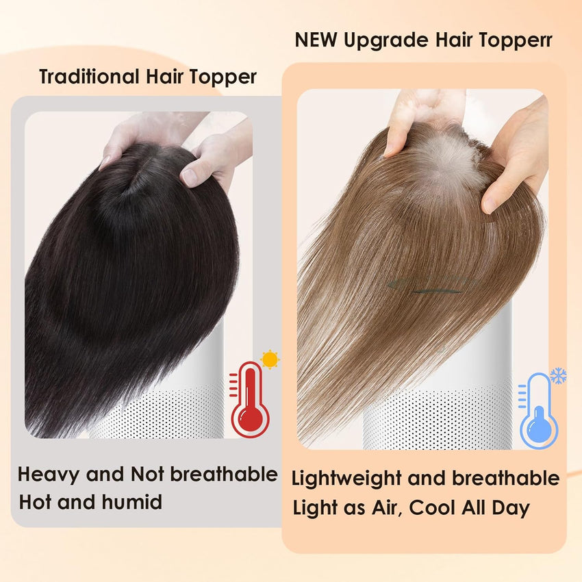 Human Hair Topper Side Bangs 9x12cm TâShaped HandâStitched Base 360Â° Coverage 13g â Medium Brown #4