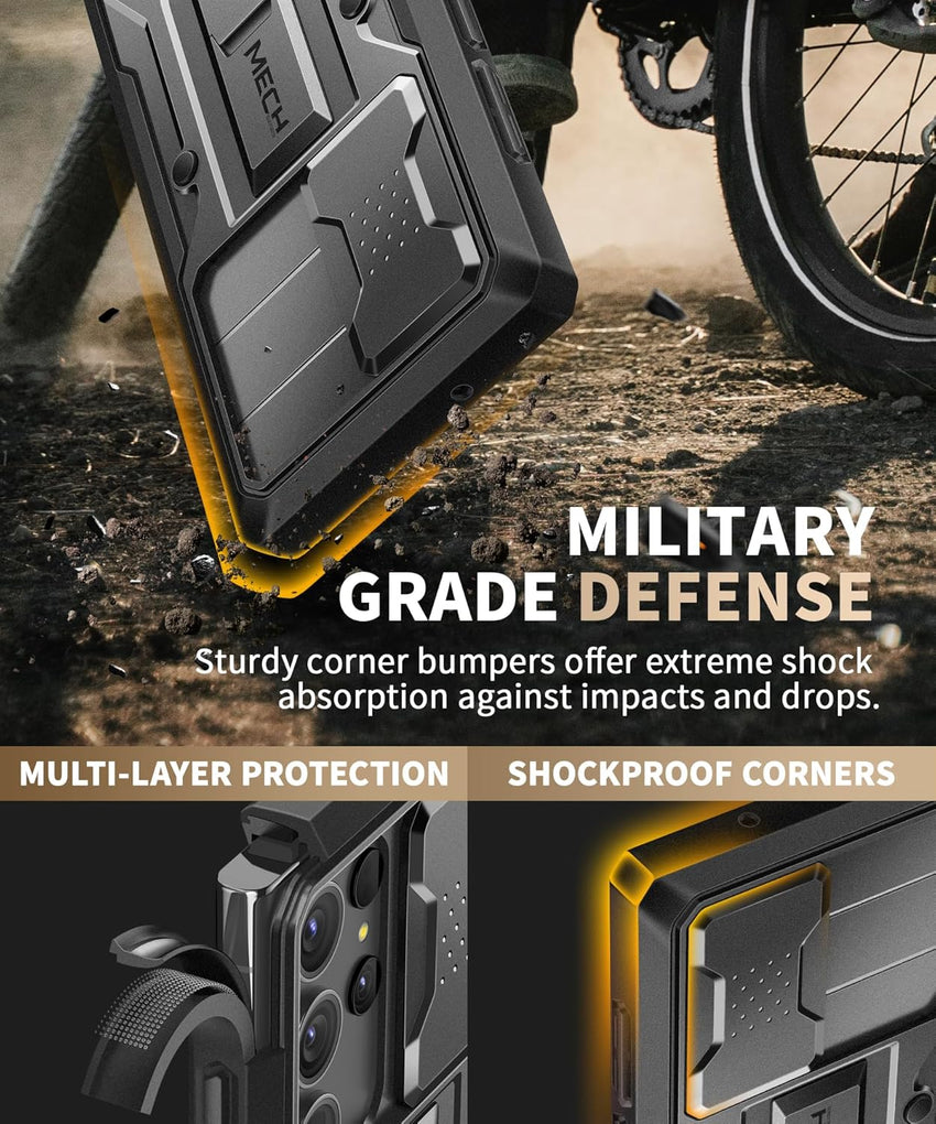 Samsung Galaxy S23 Ultra Case Military Grade Shockproof with Kickstand & Camera Cover â Black