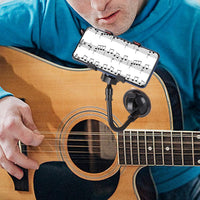 Agatige Guitar Phone Holder, 360 Degree Rotating Guitar Bass Head Phone Holder Smartphone Mount Clip 4/4 Violin Removable Suction Cup Panel for Acoustic Electric Guitar Music Recordings