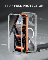 Magnetic Case for iPhone 17 Pro Built-in Glass Screen Protector â Clear 6.3-inch
