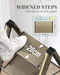 GameGem Folding Step Ladder with Anti-Slip Wide Pedal Ã¢ÂÂ Lightweight Aluminium, Champagne Gold